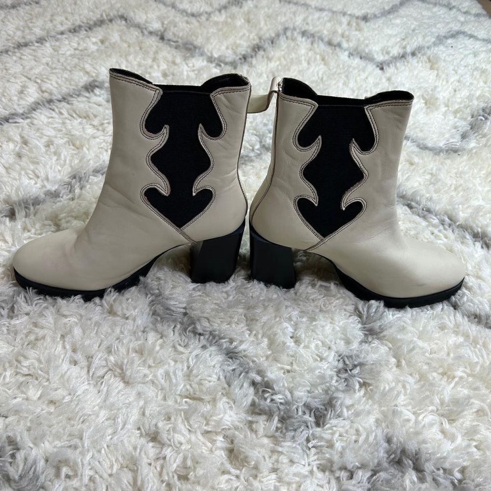 Nasty Gal Black and Cream Heeled Boots NWOT